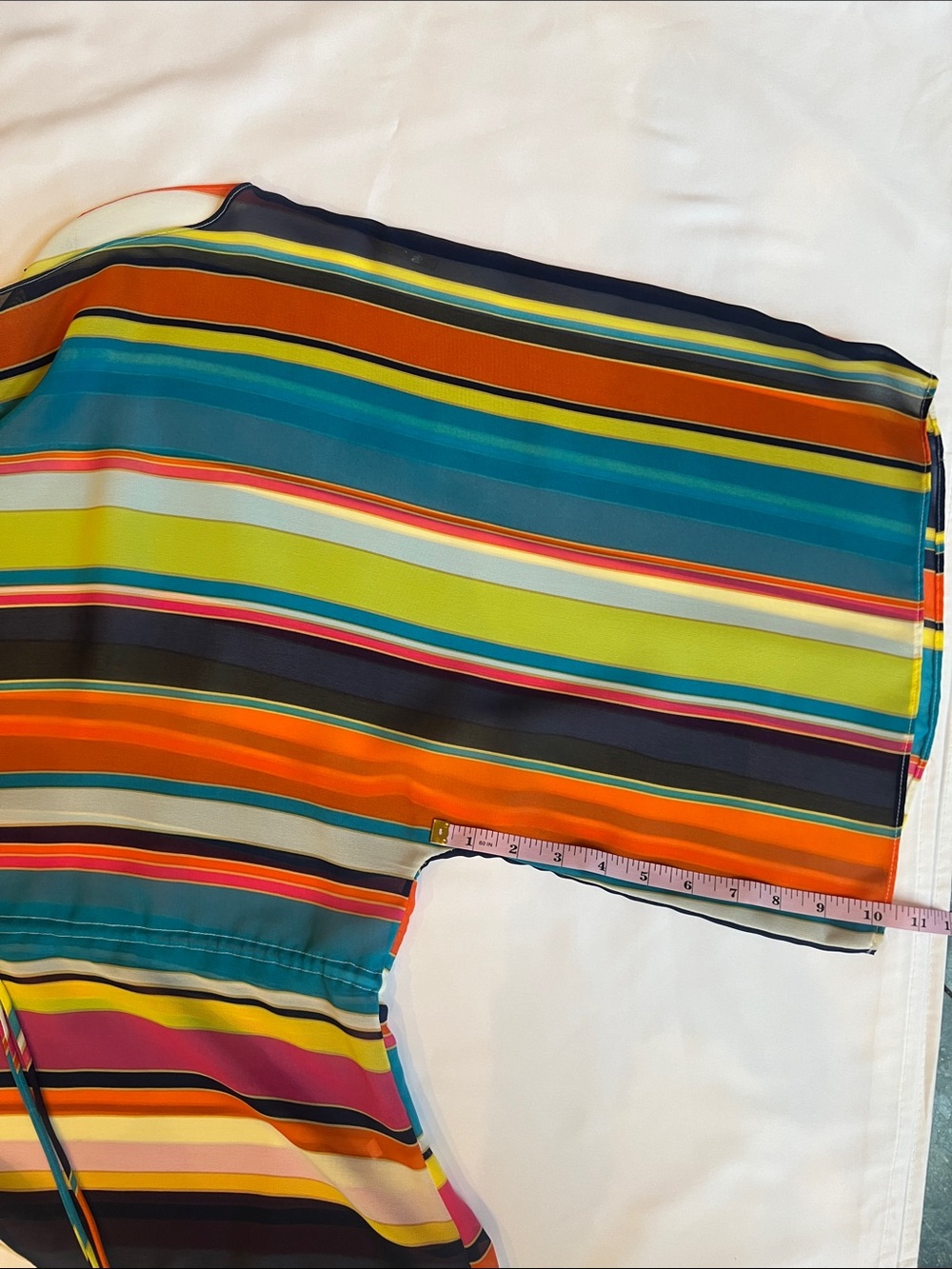 Chaps Sz XS Colorful Sheer Striped Tie-Waist Top Multicolor Beach Cruise Travel - Picture 5 of 11